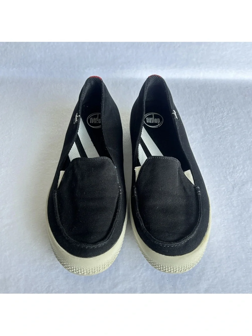 FitFlop Womens Shoes Sunny Size 11 Black Canvas Loafer Sneaker Slip On Shoes
